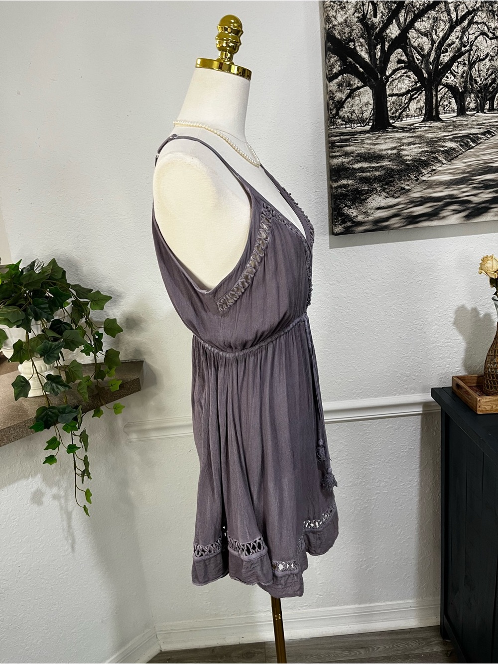 raya sun Lavender Grey Crochet-Trim Swim Coverup Dress - Picture 9 of 13